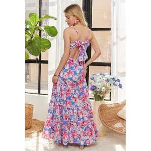 Vestido Camisero Floral con Lazo en la Espalda ROSA/AZUL Talla S Variantes Hechas a Mano - Product Image 2