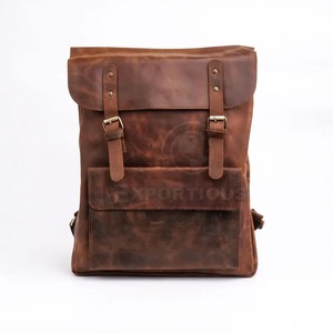 Vintage Genuine Leather 15.6 inch Laptop <b>Backpack</b> <b>Waterproof</b> Travel Rucksack with Anti-Theft Pocket LBP-0439 - Product Image 1