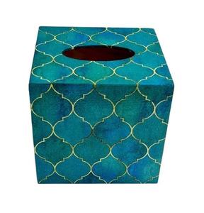 Elegante Caja de Pañuelos con Estampado Verde para Decoración del Hogar, Comedor y Mesa de Oficina con un Toque Chic Contemporáneo - Product Image 1