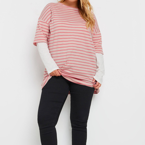 Camiseta de doble capa de estilo coreano para mujer, 2 en 1, corte holgado, estética, informal, ropa de calle, camiseta de moda para mujer - Product Image 2