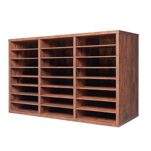 Organizzatore per Ufficio e Casa a 24 Scomparti in Legno con Ripiani Rimovibili e Vassoi Portadocumenti in Truciolato - Product Image 1