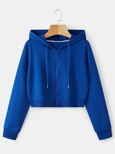 Bulk Wholesale Women Casual Winter Wear Hoodie Plain Long Sleeve Zip Up Loose Fit Crop Hoodies Premium Apparel Manufacturer - Product Image 5