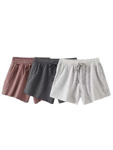 กางเกงขาสั้นเอวสูงสำหรับผู้หญิงกางเกงขาสั้นผ้าย้อมสีพื้นสำหรับฤดูร้อน2025ฤดูร้อน - Product Image 2