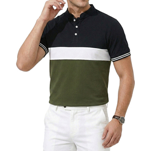 Camisas Polo Personalizadas al por Mayor para Hombre, Cuello Mandarín, Diseño Colorblock, Manga Corta, Puños con Ribete, Corte Atlético - Product Image 4