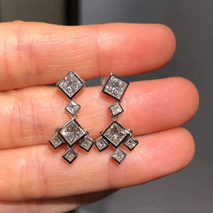 14K White Gold Lab Grown Diamond Princess <b>Drop</b> Earrings Classic Diamond Dangle Earrings for Women Fine Jewelry Style - Product Image 1