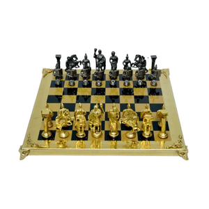 ชุดหมากรุกทองเหลืองทำด้วยมือพร้อมกระดานไม้สำหรับเล่นเกมหมากรุกในร่มและบนโต๊ะ - Product Image 6