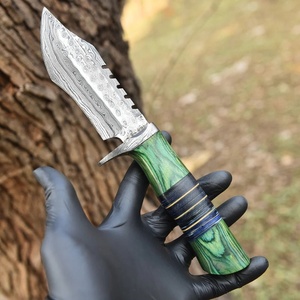 Couteau de chasse artisanal en acier Damas, manche en micarta naturel, étui en cuir, couteau utilitaire pour le camping en plein air, Pasha Enterprises - Product Image 4
