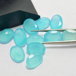 Piedras Preciosas de Calcedonia Aqua Natural, Corte Ovalado, Pulimentadas para Joyería - Product Image 6