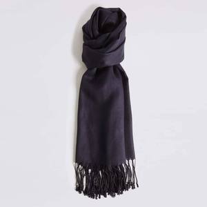 Bufanda Larga Clásica de Lana, Color Negro Sólido, para Mujer, Invierno, Aislamiento Térmico, Borde con Flecos, para Adultos - Product Image 5