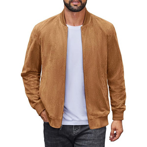 <b>Men's</b> Lightweight <b>Suede</b> Bomber <b>Jackets</b> Casual Varsity <b>Jacket</b> - Product Image 1