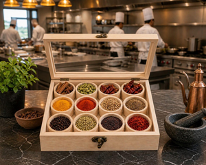 Handcrafted <b>Wooden</b> Spice <b>Box</b> with 12 Compartments Glass Lid Kitchen Masala Dabba Spice Storage Organizer <b>Wooden</b> Masala Dani - Product Image 3