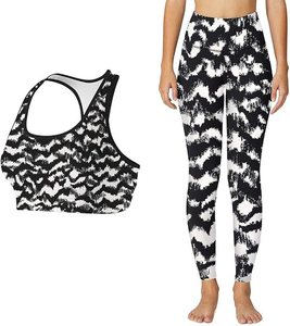 Sublimation 3 Piece <b>Yoga</b> Set with Bra Leggings <b>Jackets</b> Compression Sublimation Legging Racer Back 100% Polyester Printed 3 Piece - Product Image 2