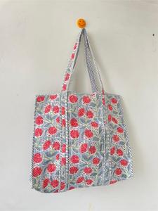 Bolso Tote Boho Acolchado de Algodón con Estampado Floral, Bolso de Hombro de Gran Capacidad, Bolso de Mano Reutilizable para Mujer, para Compras y Viajes - Product Image 5
