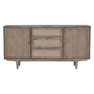 Aparador Rústico Moderno de Madera Maciza de 1.6M con Diseño de Ratán, Mueble de Almacenamiento Multifuncional de Fácil Montaje para Comedor - Product Image 4