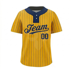 2026 Wholesale Sublimation Printing Baseball Jersey Embroidered logo Button <b>Down</b> Yellow Baseball Jersey - Product Image 1