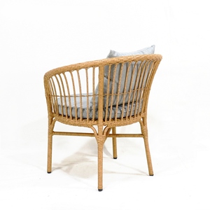 Chaise de bistrot en plastique tressé avec rembourrage gris - Meuble de café ergonomique et confortable - Ventes flash - Product Image 4