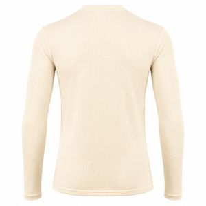 Custom <b>Cream</b> Mens Thermal Waffle Long Sleeve crew neck Compression <b>TShirt</b> Quick Dry Breathable Athletic Gym Workout streetwear - Product Image 2