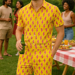 Rompers para Hombre, Casuales, de Manga Corta, de Verano, de Algodón y Lino, Transpirables, Ligeros, Cómodos y Elegantes para Uso Diario - Product Image 2