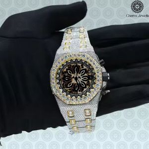 Charm_Jewells Luxury Stainless Steel Diamond <b>Watch</b> 42mm Round Case Sapphire Crystal Analog <b>Mechanical</b> Men's Chronograph - Product Image 2