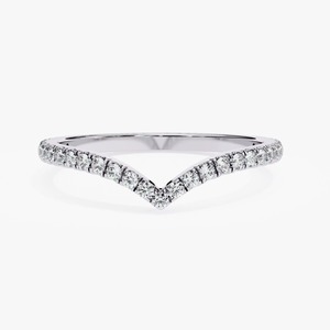 Anillo de boda en forma de V con diamante natural de 0.24 quilates, engaste de puntas, oro amarillo, blanco y rosa de 18 quilates, certificado por IGI, para mujer - Product Image 1