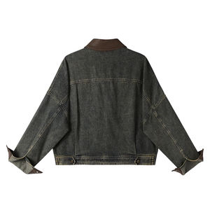 Chaqueta vaquera azul clásica personalizada para hombre al por mayor, chaqueta vaquera vintage desgastada, abrigo tipo camionero de algodón de corte ajustado, ropa urbana - Product Image 2