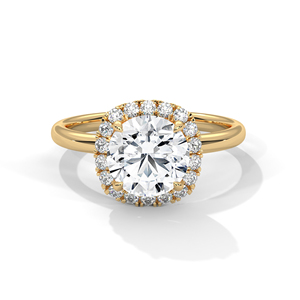 Most Selling Pave Setting Side Diamonds Design And Front Prong Set Round Cut Lab Grown Diamond <b>Ring</b> <b>Crafted</b> From 14k Yellow Gold - Product Image 1