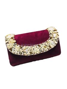 Pochette de soirée de créateur faite à la main pour dames Pochettes exclusives de mariage ethnique Motif de pierre Essentiels de mariage de mariée - Product Image 2