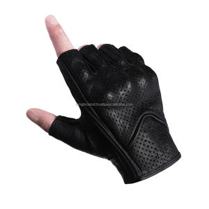 Guantes de Motocicleta de Medio Dedo Antideslizantes con Ajuste Seguro, Correa Ajustable, Protección de Palma de Cuero, Impermeables, Transpirables, para Gimnasio y Deportes - Product Image 2