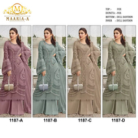 Costume Salwar Kameez traditionnel pakistanais pour femmes en faux georgette avec des matériaux recyclés pour les mariages et les fêtes d'hiver/d'été