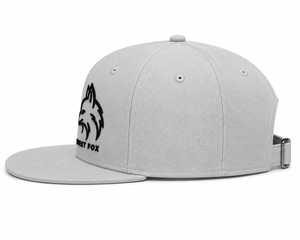 Sweet Fox 5-Panel <b>Snap</b> Back <b>Cap</b> Gray 3D Raised Rubber Embroidery Solid Unisex Casual Fashion Hip Hop Hat - Product Image 4