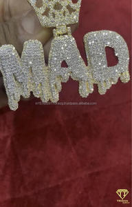 Pendentif Hip Hop de luxe « MAD » avec lettre personnalisée, collier Bling, bijoux de style streetwear - Product Image 2