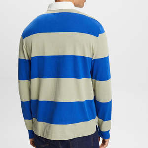 Polo de rugby à manches longues pour homme avec rayures cousues, logo brodé personnalisé, polo de rugby à manches longues - Product Image 5