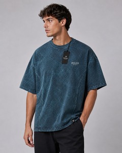 Camiseta Oversize para Hombre con Lavado Ácido y Mineral, Ajuste Holgado, Estilo Vintage, Servicio OEM, 100% Algodón, Transpirable, Secado Rápido - Product Image 5