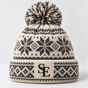 Gorro de Punto con Diseño Nórdico Personalizado, Gorro de Invierno con Pompón, Aspecto de Lana Suave y Cálida, Gorra Unisex de Moda, Proveedor Mayorista OEM ODM - Product Image 2