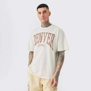 Camiseta de algodón 100% lisa para hombre, de gran gramaje, estilo vintage, con lavado ácido, 230 GSM, con impresión de logotipo personalizado, talla grande, en blanco. - Product Image 1