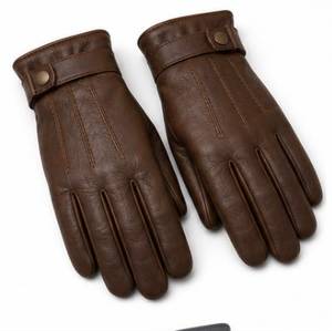 Gants d'hiver thermiques en cuir véritable de qualité supérieure avec doublure en laine, compatibles écran tactile et détection d'aiguille pour hommes - Utilisation sportive en extérieur - Product Image 2