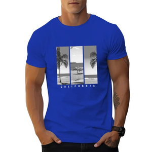 Camiseta de Manga Corta Azul para Hombre, Estampada con Serigrafía, Cuello Redondo, Corte Holgado Informal, 100% Algodón Jersey, Ecológica - Product Image 5