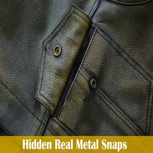 Gilet en cuir de vachette pleine fleur marron ciré pour homme, respirant, style vintage, col rond, fermeture boutonnée intégrale, idéal pour l'hiver - Product Image 6