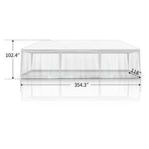 Tenda per Feste in Rete Bianca 10x30FT con 8 Pareti Laterali, 2 Porte con Cerniera, 6 Pannelli a Rete, Doppio Tetto in PE Bianco, Telaio in Acciaio Verniciato a Polvere - Product Image 2