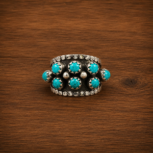 Handmade <b>Silver</b> Kingsman Turquoise <b>Ring</b> Western Boho Gemstone Band Jewelry <b>for</b> Women and <b>Men</b> Gift - Product Image 1