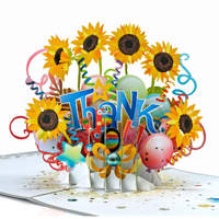 Arte en papel hecho a mano flor gracias tarjetas 3D bajo petición personalizada hecho en Vietnam HMG al por mayor
