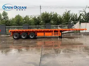 3 Axles 20ft 40ft Cargo Concrete Blocks Food Construction Cargo Equipment Container Flatbed Semi Trailer