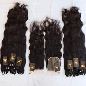 Trama de cabello indio de un solo donador, extensiones de cabello humano virgen con cierre de encaje 4x4 5x5 6x6 7x7 Hd, cierre de encaje Frontal suizo - Product Image 2