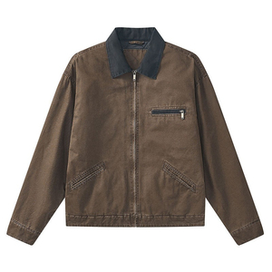 Custom Manufacturer <b>Men's</b> Vintage Winter Canvas Denim <b>Jackets</b> High Quality Oversized Zipper Stand Collar Front Thick OEM Service - Product Image 1