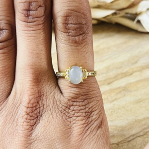 Luxury Style Moonstone <b>Rings</b> Minimalist Brass <b>Rings</b> Women 18k Gold Plated <b>Dainty</b> Accent Band Delicate Jewelry Wholesale/OEM/ODM - Product Image 6