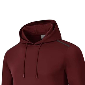 Survêtement à capuche pour homme personnalisable, couleur unie marron, coupe longue, décontracté, avec poches latérales, fermeture à cordon, en polyester - Product Image 4