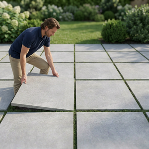 Modern Semi-<b>Matte</b> Stone Imitation Porcelain Outdoor Tiles 20mm Thick R11 Certified Heavy-Duty for Commercial Supermarket - Product Image 1