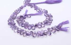 Perles d'améthyste rose naturelle lisses en forme de poire, taille briolette 5x7-6x8 MM, perles de pierres précieuses d'améthyste, brin de 8 pouces, perles facettées, par le grossiste - Product Image 4