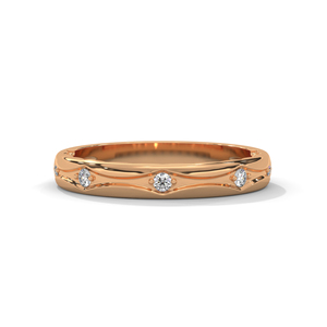 Rose <b>Gold</b> Diamond Wedding <b>Ring</b> Wave Band Stackable Wedding <b>Ring</b> for Women - Product Image 1