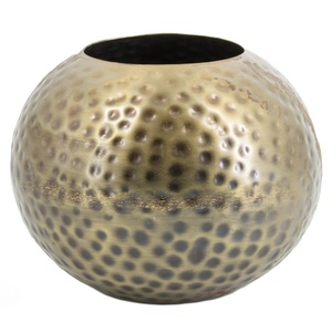 Jarrón de Aluminio Forjado a Mano con Recubrimiento de Latón Antiguo, Jarra Decorativa Esférica, Adornos Metálicos de Lujo para Mesa - Product Image 1